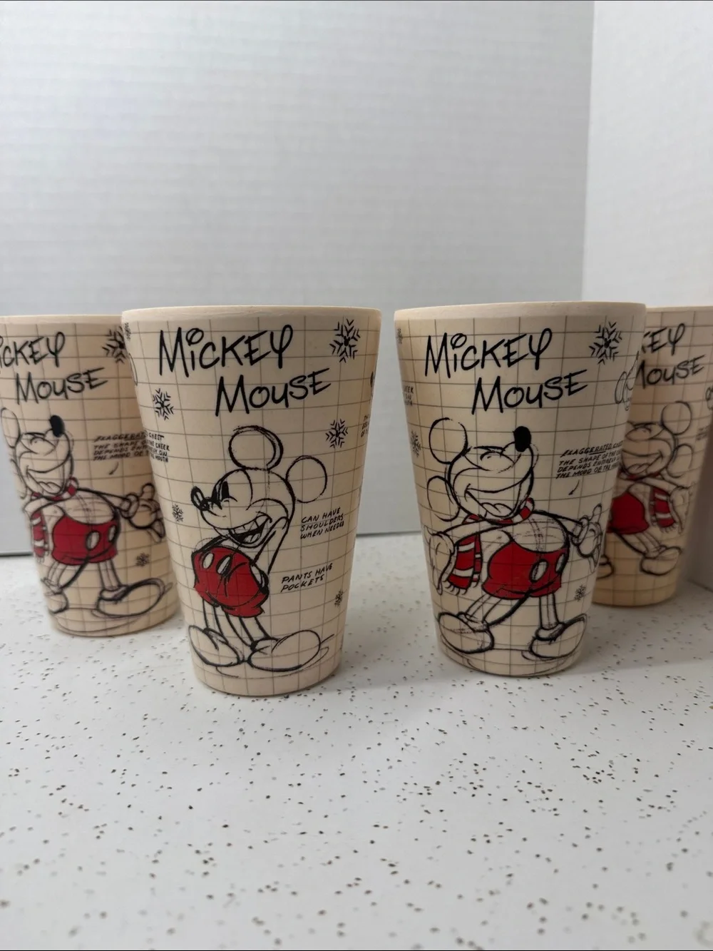 Disney Mickey Mouse Sketchbook Cups in Cream and Red - Set of 4